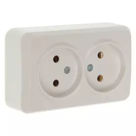 Розетка Юпитер, 10 А, двухместная, открытая, белая