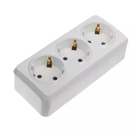 Розетка Smartbuy "Юпитер", 16 А, трехместная, открытая, с з/к, белая