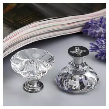 Ручка для шкатулки металл "Кристалл" набор 2 шт серебро 2,5х2,8х2,8 см