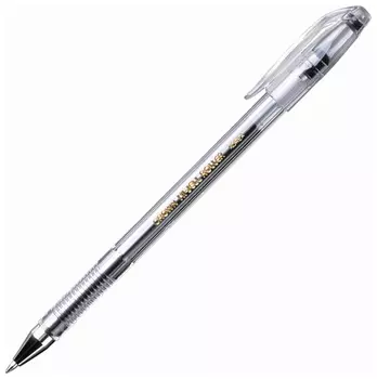 Ручка гелевая Crown "Hi-jell", черная, корпус прозрачный, узел 0,5 мм, линия письма 0,35 мм, Hjr-500b