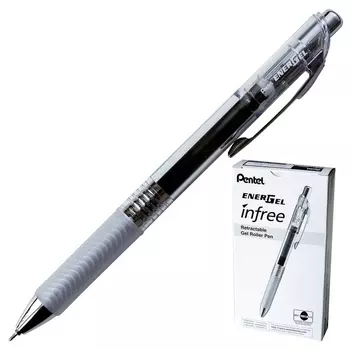 Ручка гелевая Pentel Energel Infree, автом.рез.манж, черн.стерж Bln75tl-a