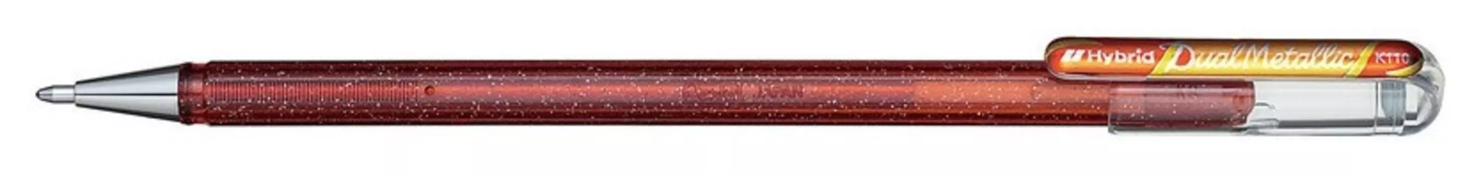Ручка гелевая Pentel Hibrid Dual Metallic 0,55мм хамелеон оранж+желтый