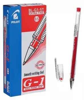Ручка гелевая Pilot "G-1" 0,5 мм, стержень красный
