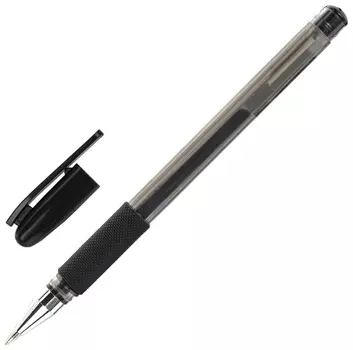 Ручка гелевая с грипом Staff "Basic", черная, корпус тонированный, узел 0,5 мм, линия письма 0,35 мм, 143677