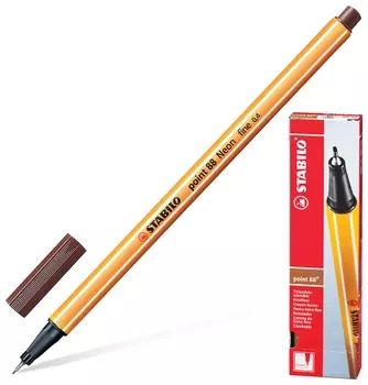 Ручка капиллярная (Линер) Stabilo "Point 88", коричневая, корпус оранжевый, линия письма 0,4 мм, 88/45