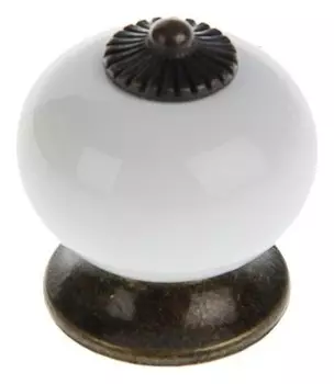 Ручка кнопка Ceramics 003, керамическая, белая