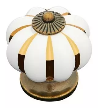 Ручка кнопка рк117 (001), белая с золотым