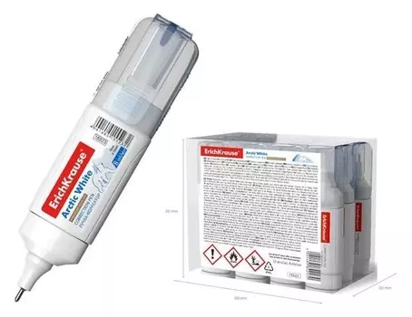 Ручка-корректор 8 мл, Erich Krause Arctic White, с металлическим наконечником