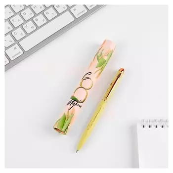 Ручка металл в подарочном тубусе «C 8 марта», синяя паста, 1.0 мм