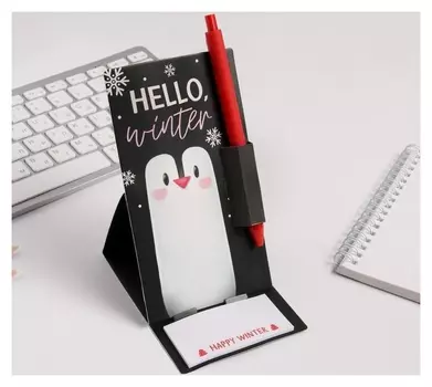 Ручка на открытке с бумажным блоком Hello, Winter, 20 листов