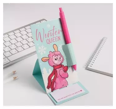 Ручка на открытке с бумажным блоком Winter Queen, 20 листов