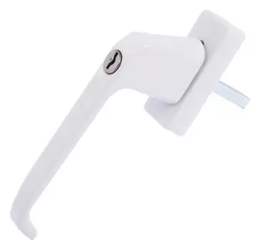 Ручка оконная, с замком, металлическая, белая