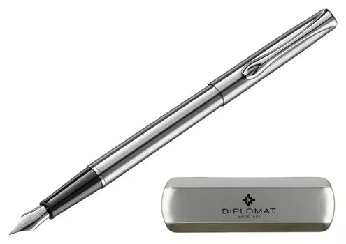 Ручка перьевая Diplomat Traveller Stainless Steel F синий D10057495