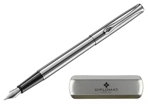 Ручка перьевая Diplomat Traveller Stainless Steel M синий D10059004