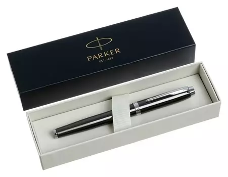 Ручка перьевая Parker IM Core F321 Dark Espresso CT F, корпус из нержавеющей стали, синие чернила, В подарочном пакете