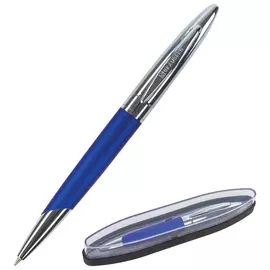 Ручка подарочная шариковая Brauberg "Echo", синяя, корпус серебристый с синим, линия письма 0,5 мм, 143460