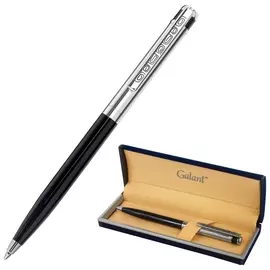 Ручка подарочная шариковая Galant "Actus", корпус серебристый с черным, детали хром, узел 0,7 мм, синяя, 143518