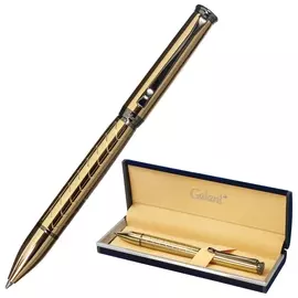 Ручка подарочная шариковая Galant "Malbrett", корпус золотистый, детали оружейный металл, узел 0,7 мм, синяя, 143502
