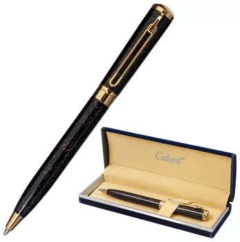 Ручка подарочная шариковая Galant "Tinta Marble", корпус коричневый, золотистые детали, узел 0,7 мм, синяя, 143501