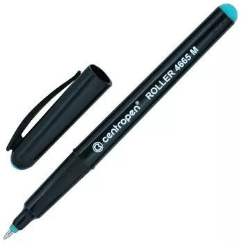 Ручка-роллер Centropen, зеленая, трехгранная, корпус черный, узел 0,7 мм, линия письма 0,6 мм, 4665/1з