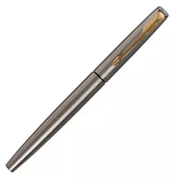 Ручка-роллер Parker Jotter Core T63 Stainless Steel GT F, 0.5 мм, корпус из нержавеющей стали, чёрные чернила (2089227)