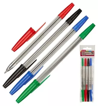 Ручка шариковая Attache Economy Elementary, набор 4 цвета, 0,5мм