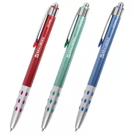 Ручка шариковая автоматическая Brauberg "Smart Metallic", синяя, корпус металлик, узел 0,7 мм, линия письма 0,35 мм, 140665
