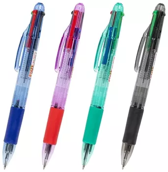 Ручка шариковая автоматическая с грипом Staff "College 4 цвета Bp-15", линия письма 0,35 мм, 143748