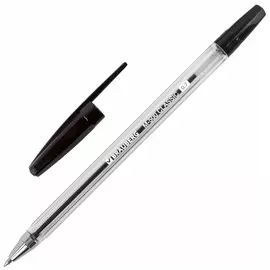 Ручка шариковая Brauberg "M-500 Classic", черная, корпус прозрачный, узел 0,7 мм, линия письма 0,35 мм, 143445