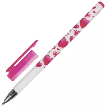 Ручка шариковая Brauberg "Сердечки", синяя, корпус с печатью, узел 0,7 мм, линия письма 0,35 мм
