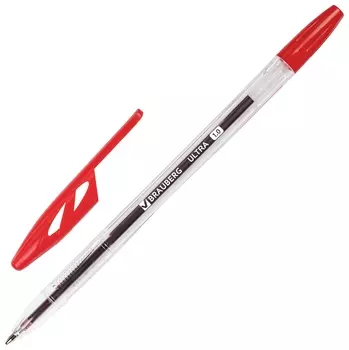 Ручка шариковая Brauberg "Ultra", красная, узел 1 мм, чернила германия, наконечник швейцария, 143560