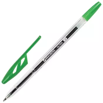 Ручка шариковая Brauberg "Ultra", зеленая, узел 1 мм, чернила германия, наконечник швейцария, 143561