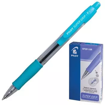 Ручка шариковая масляная автоматическая с грипом Super Grip, цвет дизайна бирюзовый