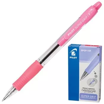 Ручка шариковая масляная автоматическая с грипом Super Grip, цвет дизайна розовый