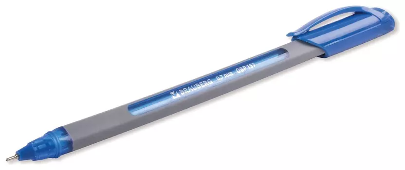 Ручка шариковая масляная Brauberg "Extra Glide Soft Grey", синяя, узел 0,7 мм, линия письма 0,35 мм, 142929