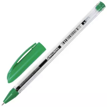 Ручка шариковая масляная Brauberg "Rite-oil", зеленая, корпус прозрачный, узел 0,7 мм, линия письма 0,35 мм