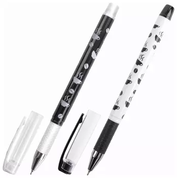 Ручка шариковая масляная с грипом Brauberg Black&amp;white Coffee, синяя, игольчатый узел 0,7 мм, линия письма 0,35 мм, 142957, Obp321
