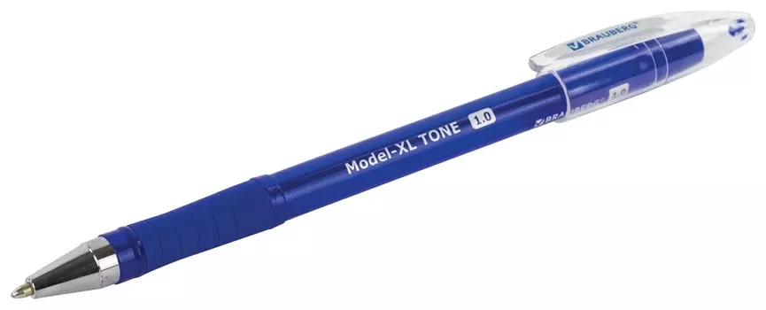 Ручка шариковая масляная с грипом Brauberg "Model-xl Tone", синяя, узел 1,0 мм, линия письма 0,5 мм, 143248