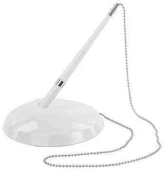 Ручка шариковая настольная Brauberg "Стенд-пен уайт2", синяя, цепочка, корпус белый, линия письма 0,5 мм