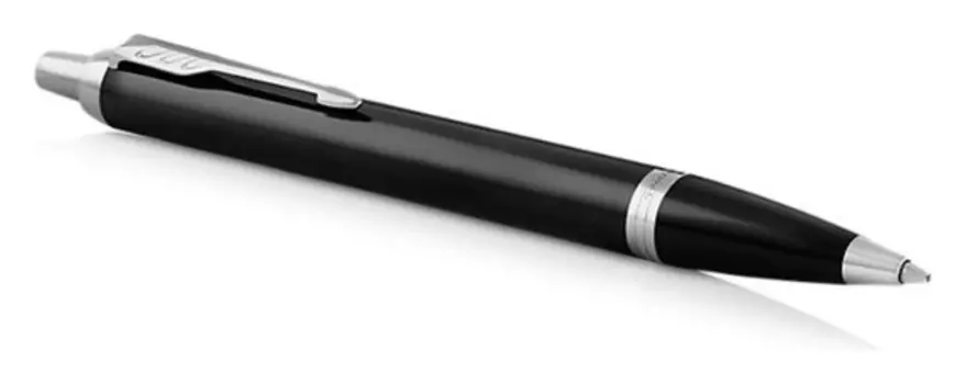 Ручка шариковая Parker IM Core Black CT M, корпус из латуни чёрный матовый/ хром, синие чернила
