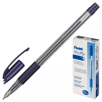 Ручка шариковая Pentel Bolly Bk425-c резин.манжет.,синий 0,5мм