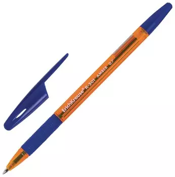 Ручка шариковая с грипом Erich Krause "R-301 Amber Grip", синяя, корпус тонировый оранжевый, пишущий узел 0,7 мм, линия письма 0,35 мм