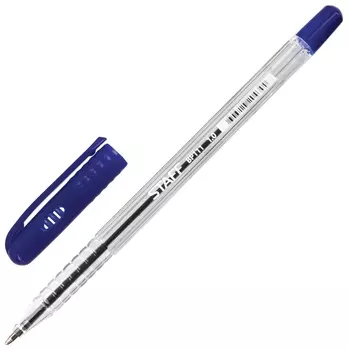 Ручка шариковая Staff, синяя, шестигранная, корпус прозрачный, пишущий узел 1 мм, линия письма 0,5 мм