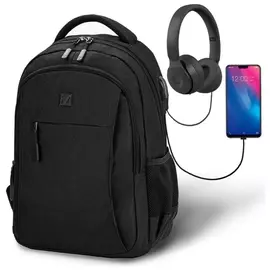 Рюкзак Brauberg Urban универсальный с отделением для ноутбука, Usb-порт, "Kinetic", черный, 46х31х18 см, 270798