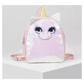 Рюкзак детский для девочки с пайетками, отдел на молнии, искусственной кожи Единорог Цвет розовый