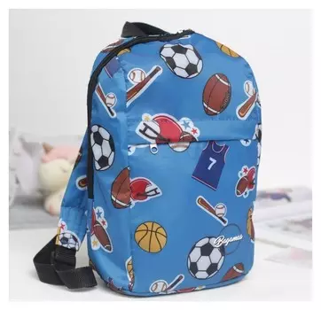 Рюкзак детский, отдел на молнии, 2 наружных кармана, цвет голубой