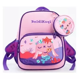 Рюкзак детский, отдел на молнии, наружный карман, с кошельком, цвет розовый/сиреневый, «Зайчик»