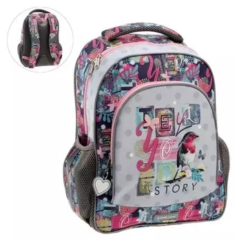 Рюкзак каркасный Erich Krause Ergoline 15l, 39 х 28 х 14 мм, Bird Story, розовый/белый