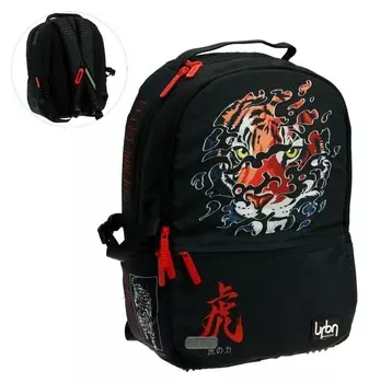 Рюкзак молодежный эргономичная спинка + Usb и аудио выход Devente Red Label Tiger, 39 х 30 х 17 см, чёрный/оранжевый