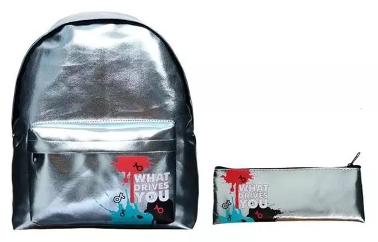 Рюкзак молодёжный 38х30х11 + пенал-косметичка голография What Drives You